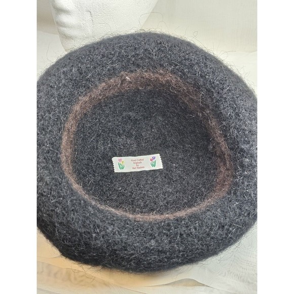 HAND-FELTED WOOL CLOCHE HAT with Feathers Wool Flower made in USA by Hat Hautees - Picture 8 of 10